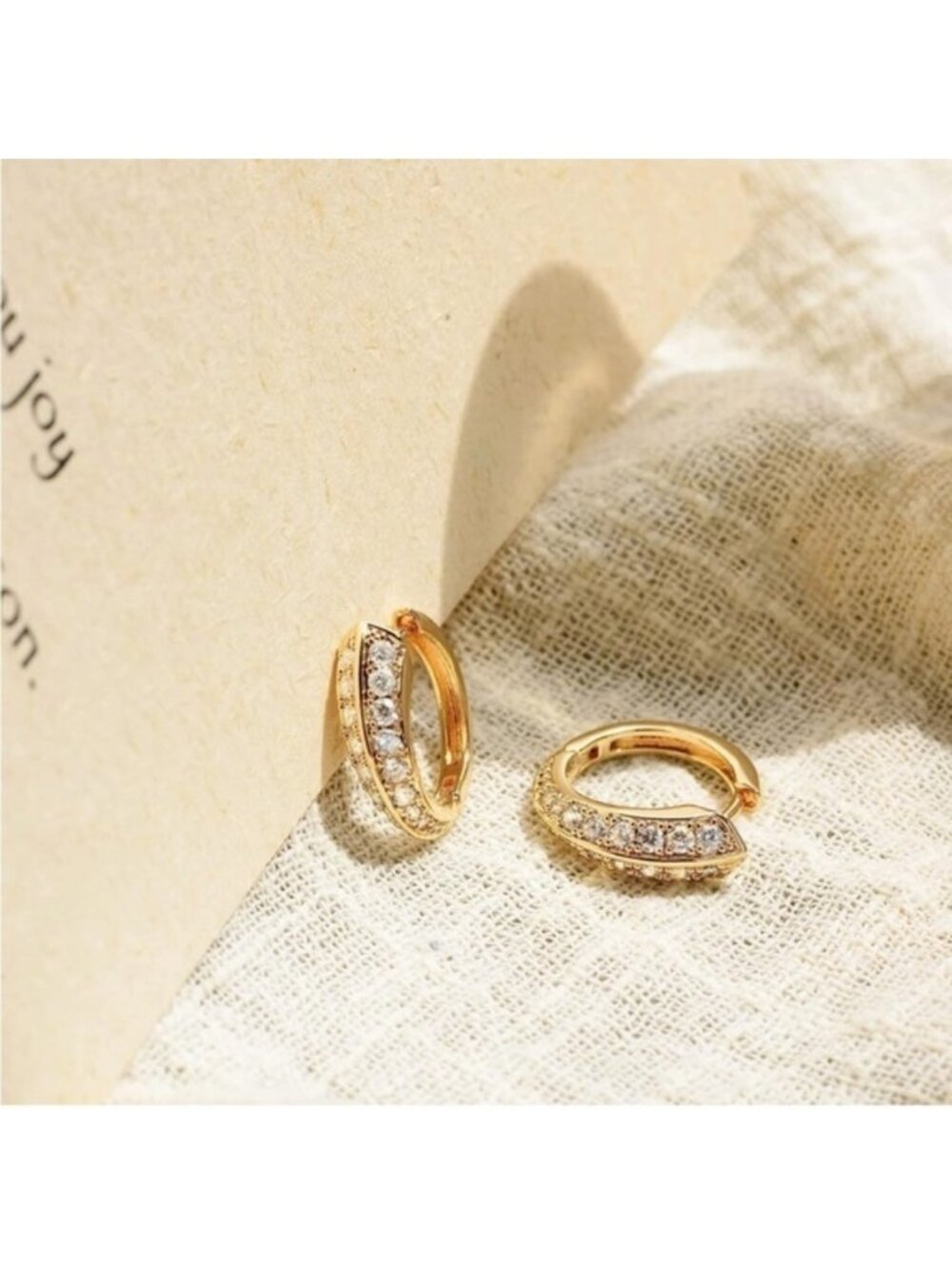 GOLD 14k Gold Plated Cubic Zirconia Hoop Earrings